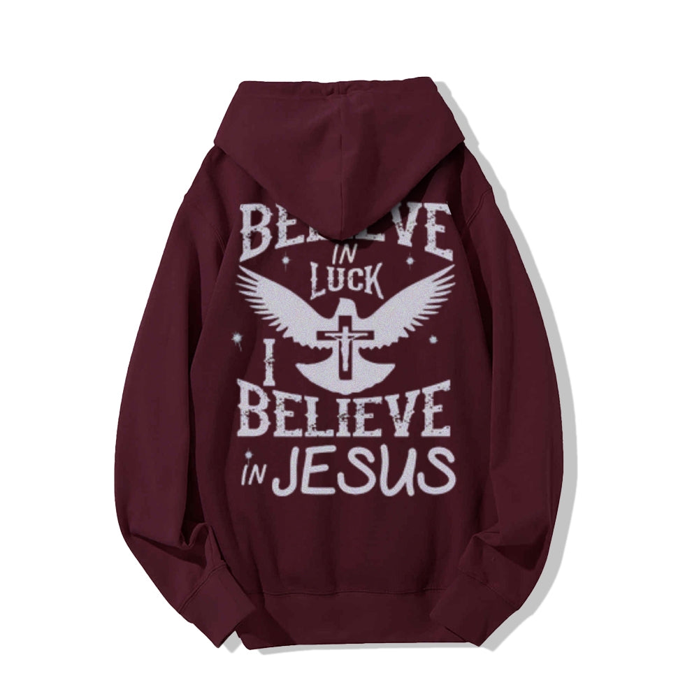 Mens I BELIEVE IN JESUS Letter Graphic Pullover Hoodies