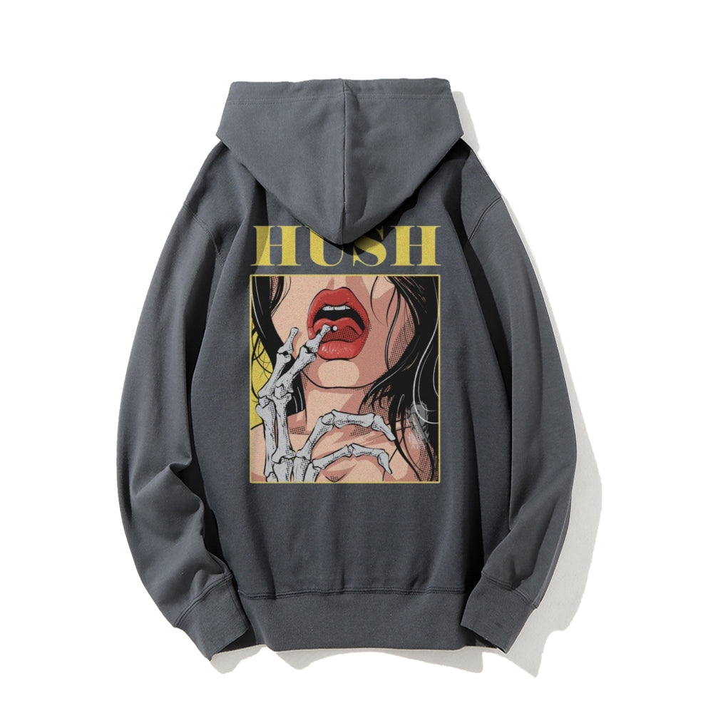 Mens Hush Finger Skull Graphic Hoodies