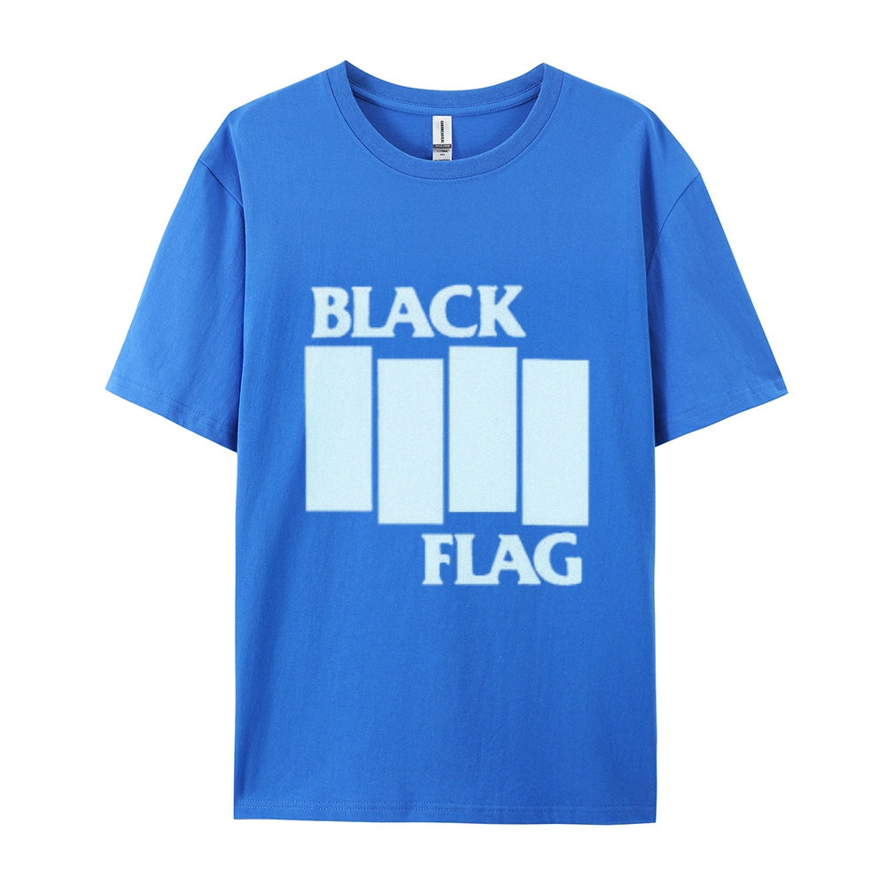 Mens Vintage The Black Flag Rock Band Print Cotton Short Sleeve Casual Graphic T-shirt