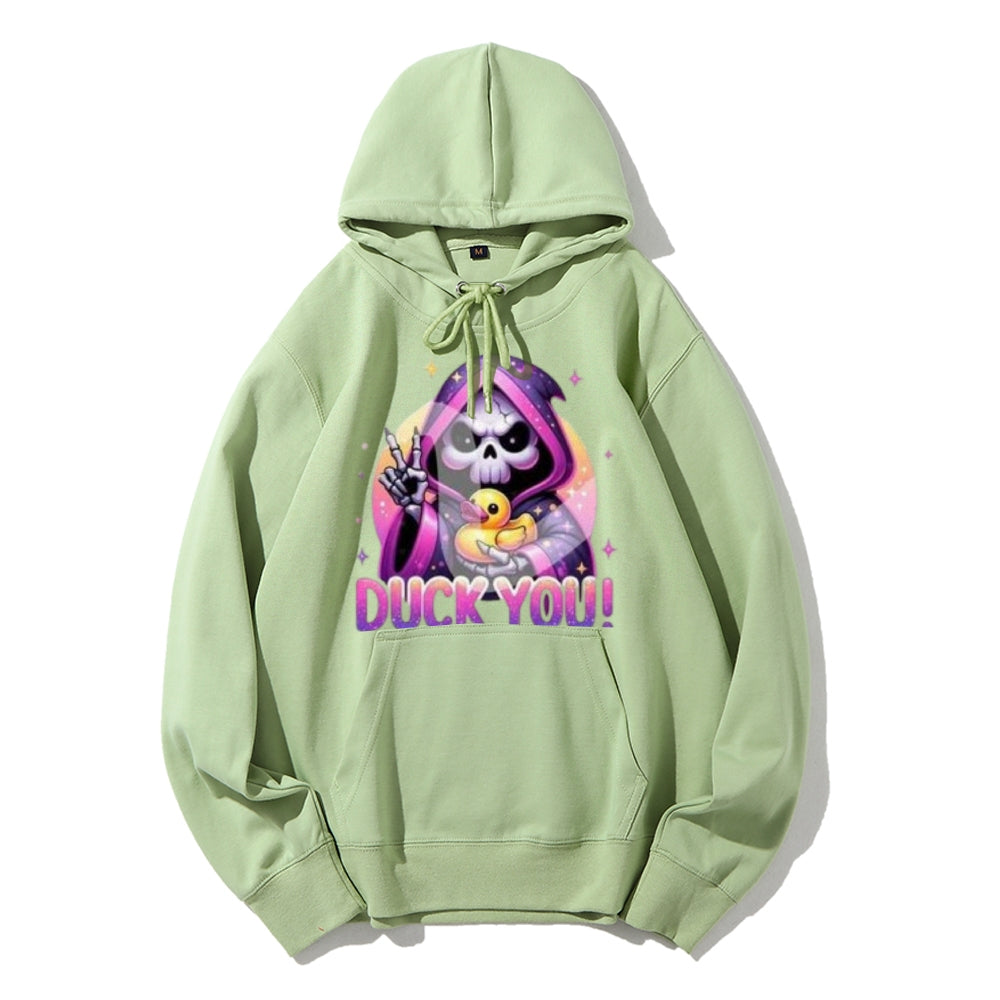 Women Cute Duck with Skull Graphic Hoodies