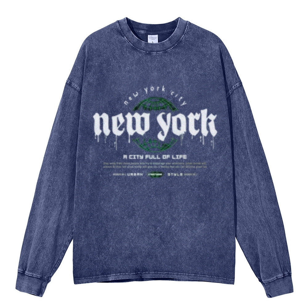 Oversized Vintage Washed New York City Graphic Sweatshirt