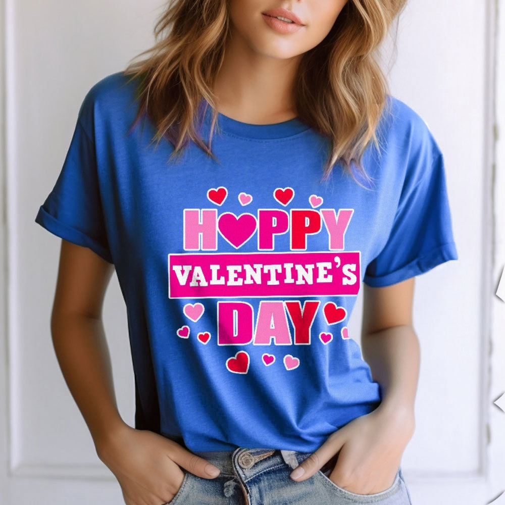 Women Happy Valentine's Day Print Graphic T-shirt