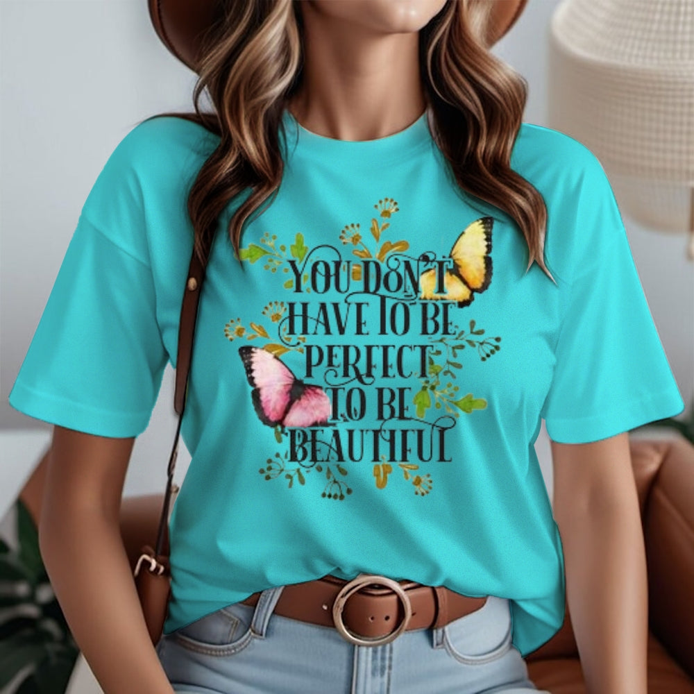 Women Flower And Butterfly Print Graphic T-shirt