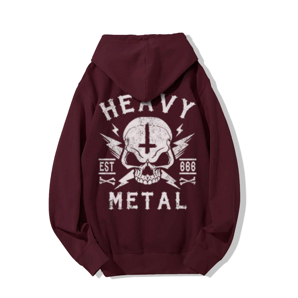 Mens Heavy Metal Skull Graphic Pullover Hoodies