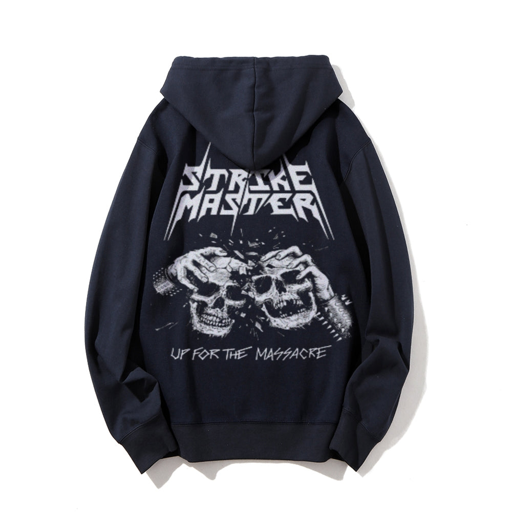 Mens Vintage Strike Master Darkness Style Print Graphic Pullover With Kangaroo Pocket Hoodies