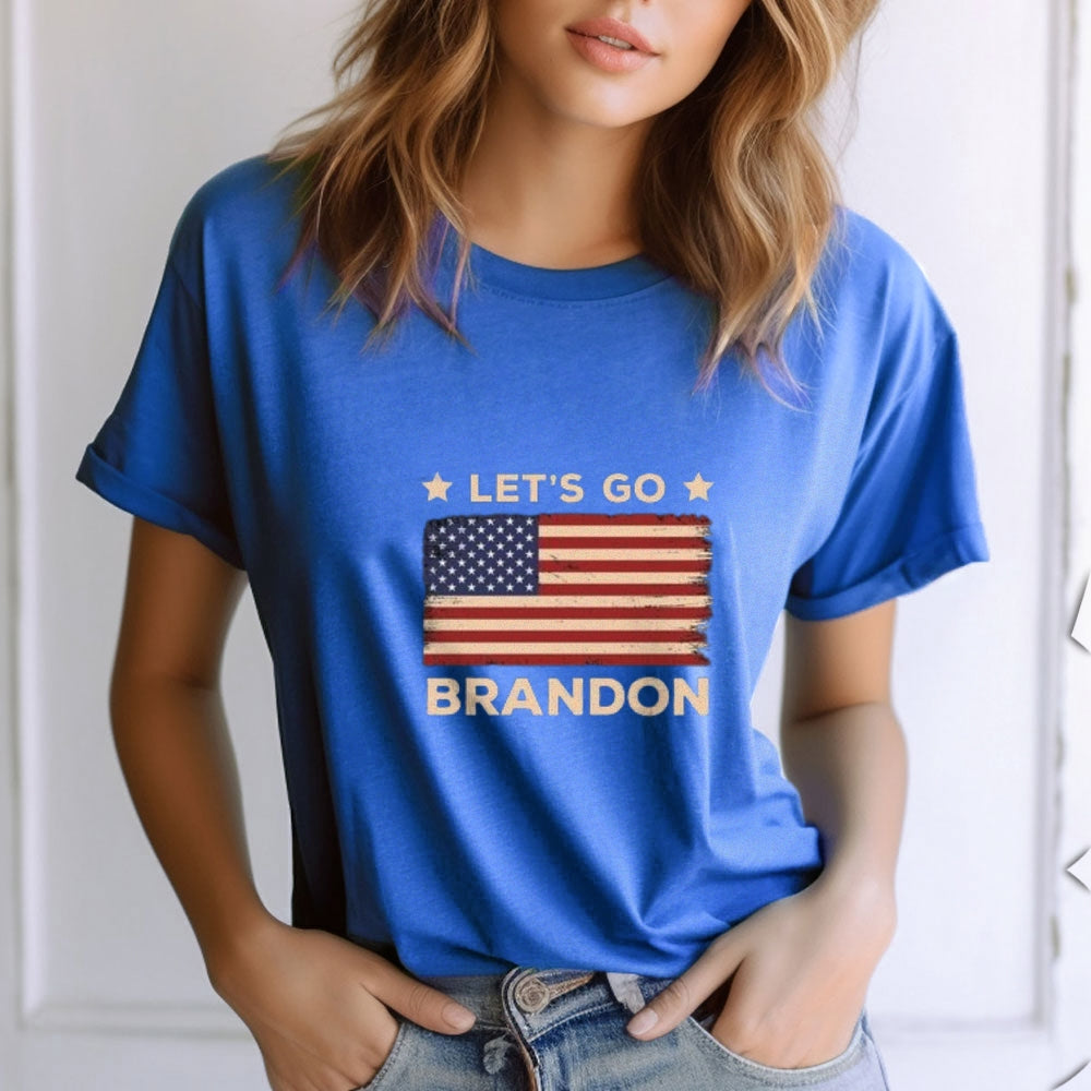LET'S GO BRANDON Flag Print Women T-shirt