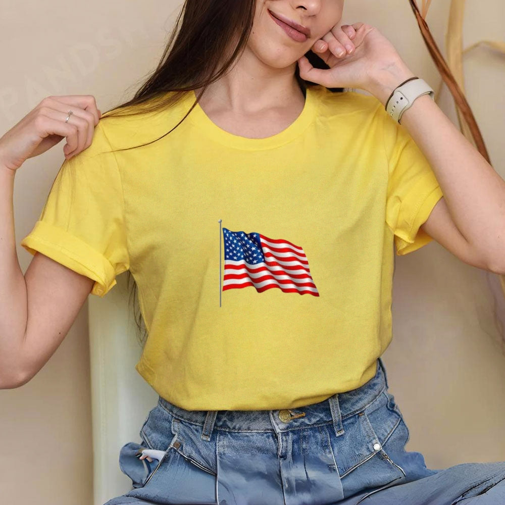 Women Flag Independence Day Stars Stripes T-shirt