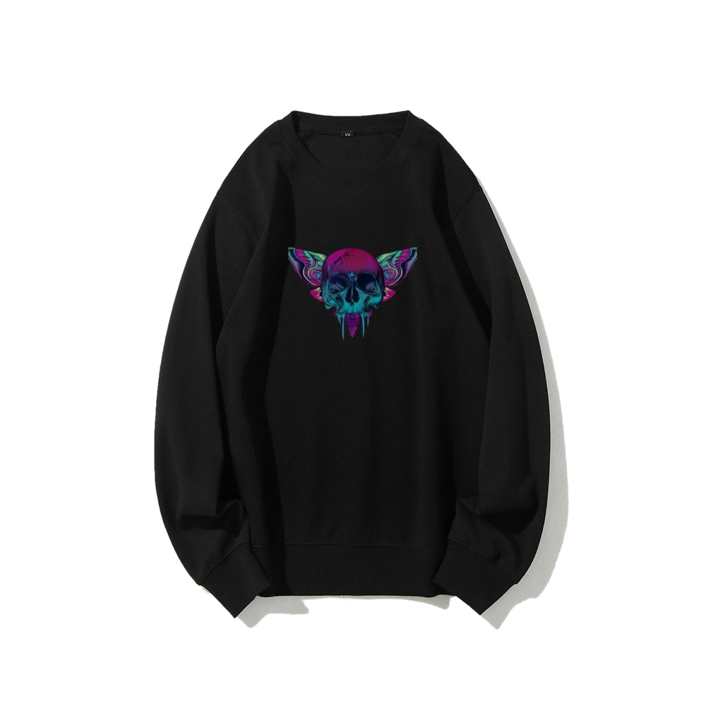 Mens A Skull with Butterflies Graphic Sweatshirts