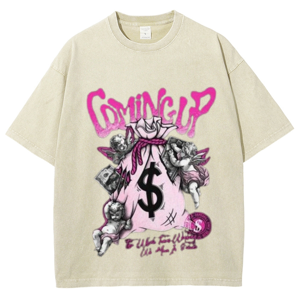 Women Washed Vintage Money Graphic T-shirt