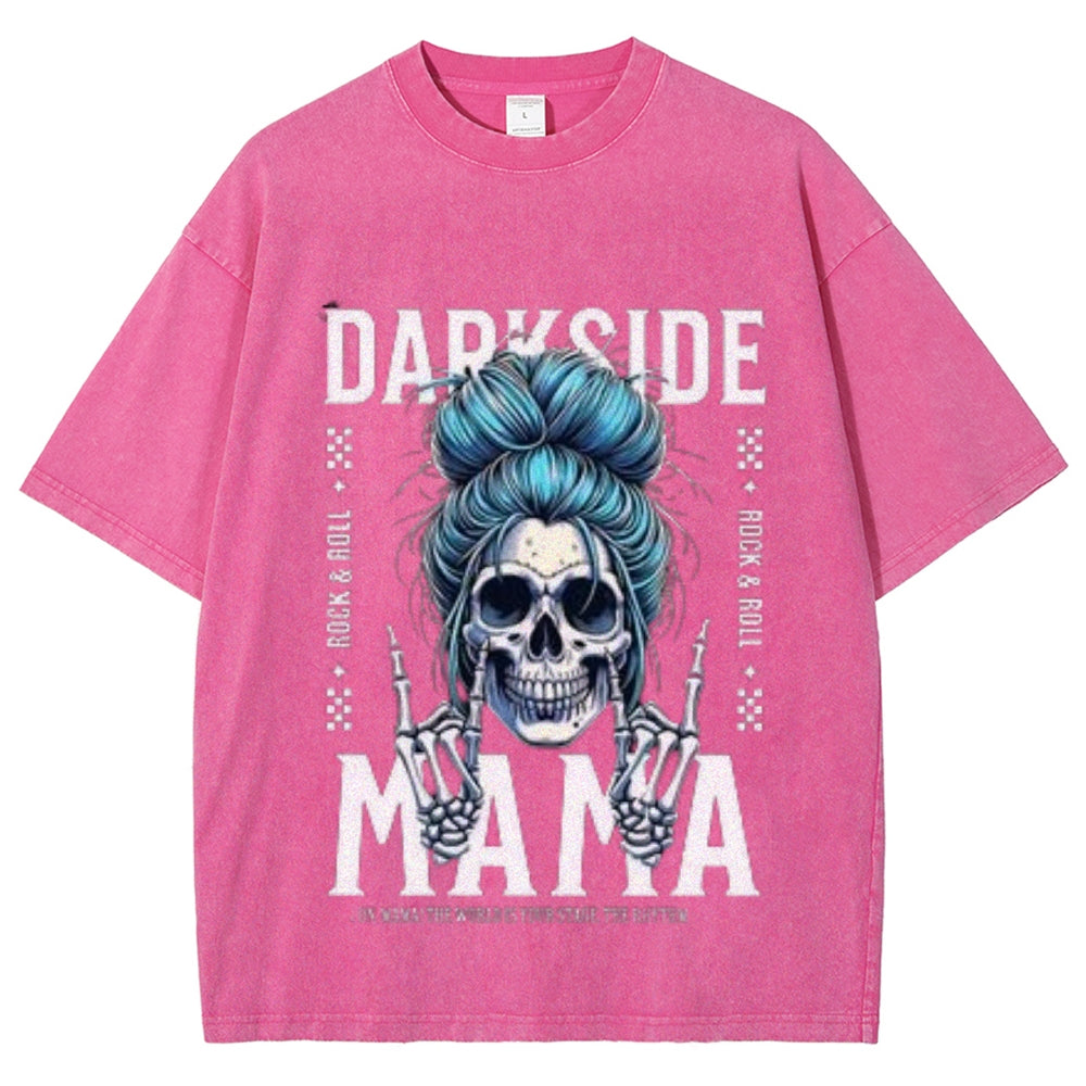 Women Washed Vintage Darkside MaMa Graphic T-shirt