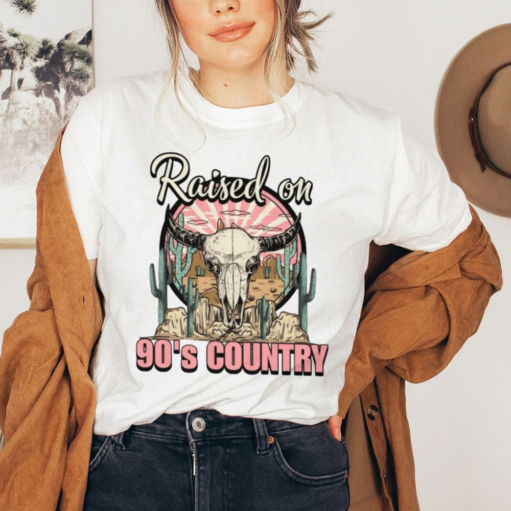 Women Raised On 90's Country Print Graphic T-shirt