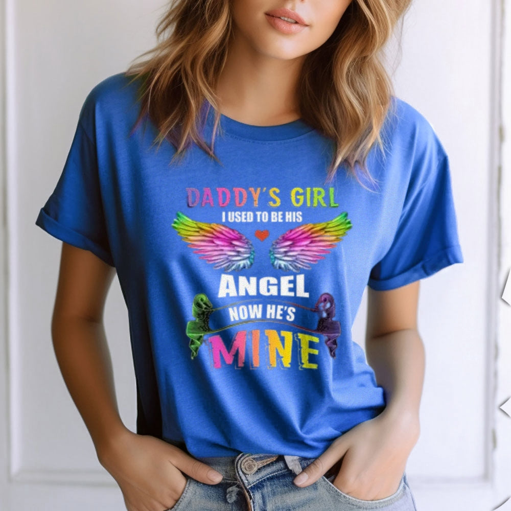 Women Daddy's Angel Girl Graphic Print T-shirt