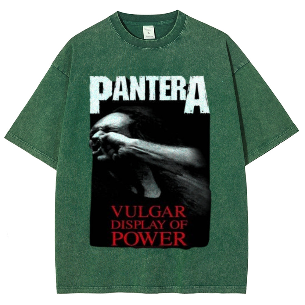 Unisex Vintage The Pantera Rock Band Print Short Sleeve Casual Graphic Washed T-shirt