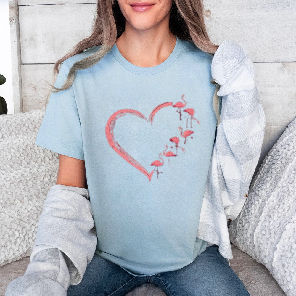 Women Love Flamingo For Valentine's Day Print Graphic T-shirt