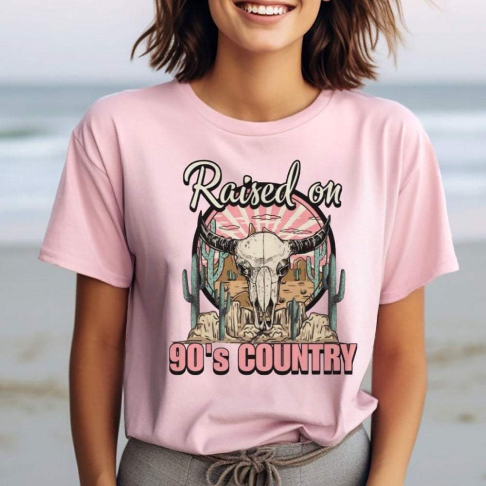 Women Raised On 90's Country Print Graphic T-shirt