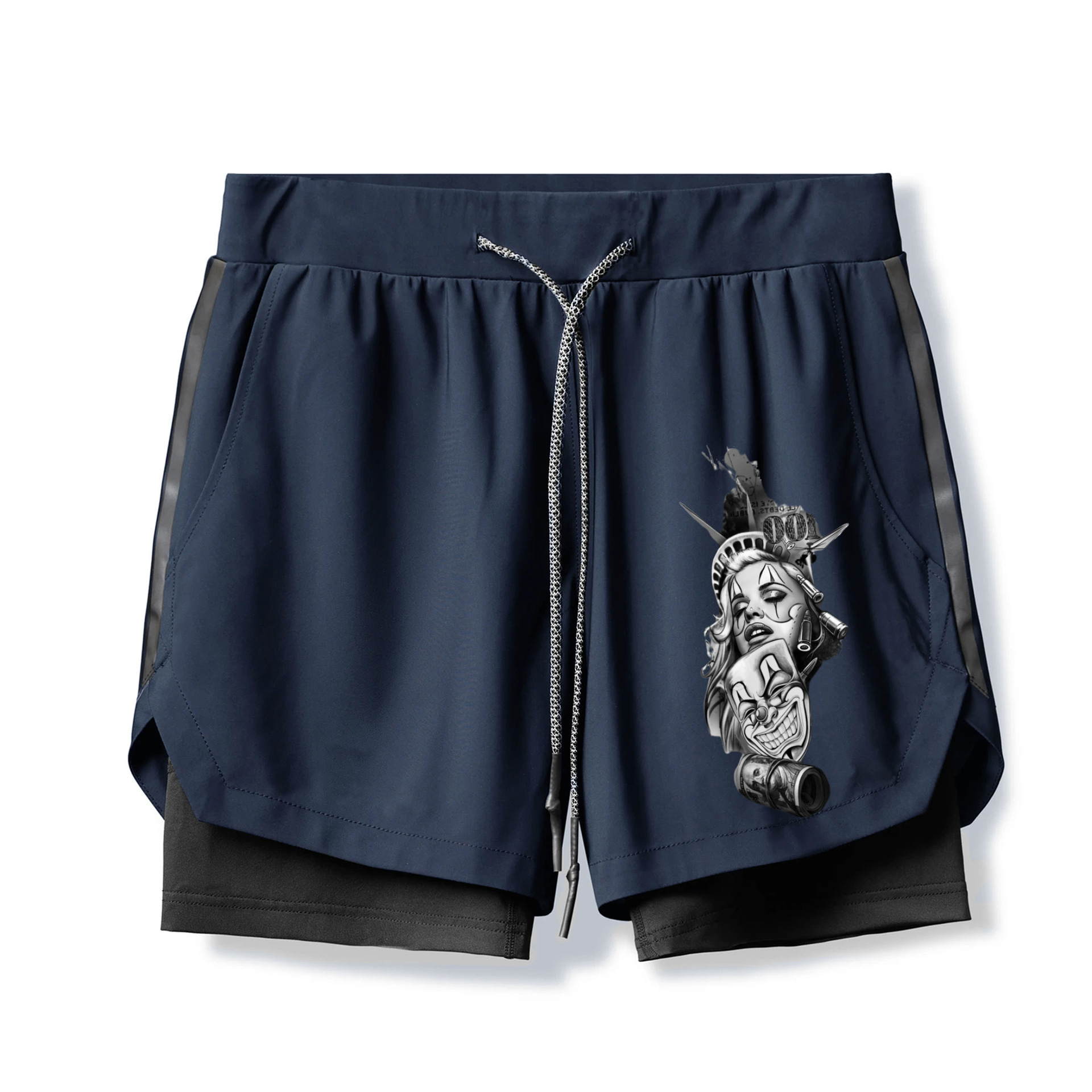 Chicano Skull 2 In 1 Gym Shorts for Men