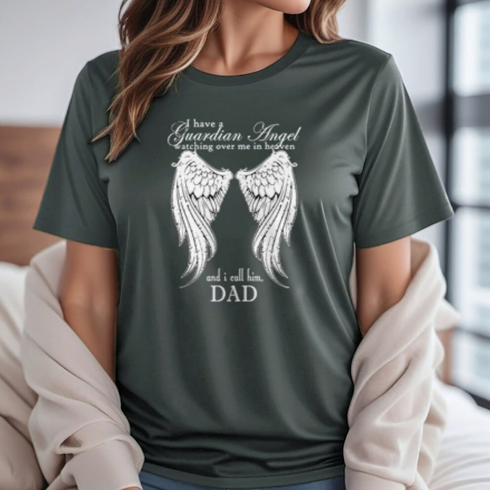 Women I Have A Guardian Angel Wing Graphic Print T-shirt