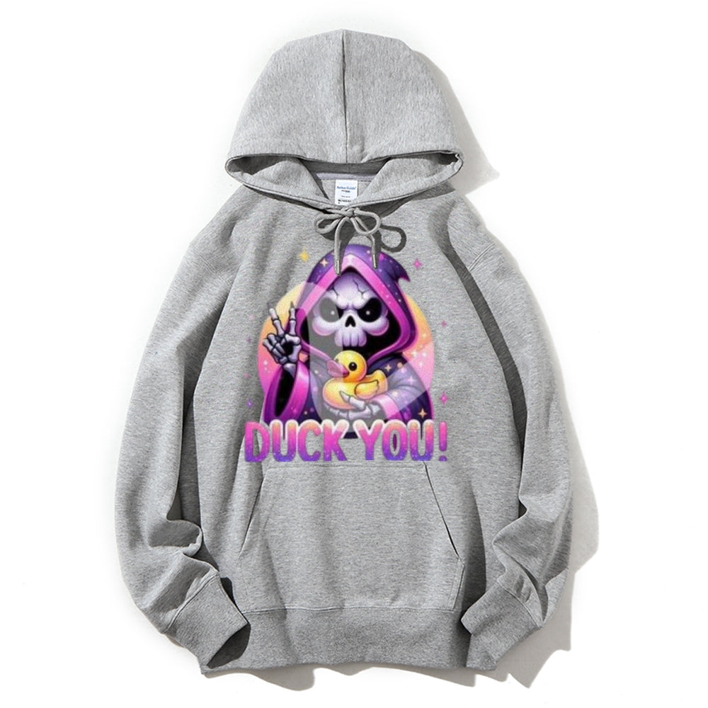 Women Cute Duck with Skull Graphic Hoodies