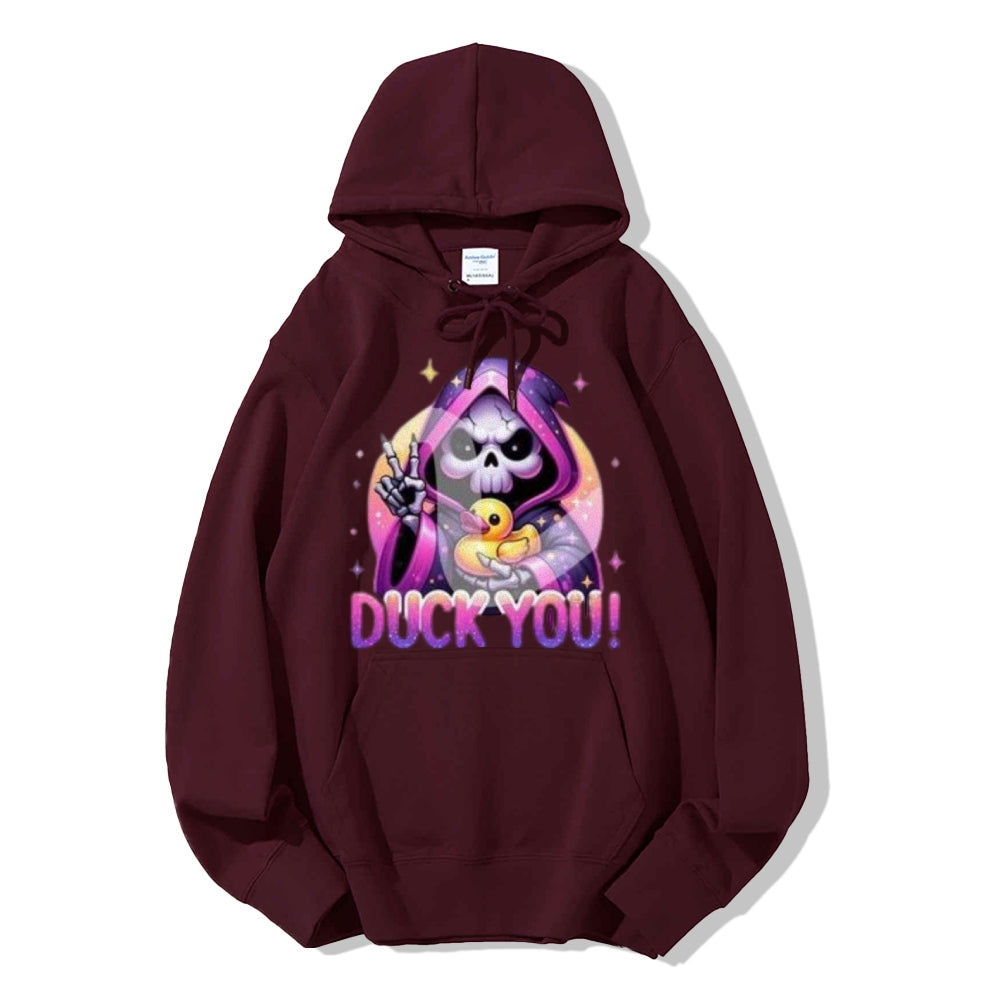 Women Cute Duck with Skull Graphic Hoodies