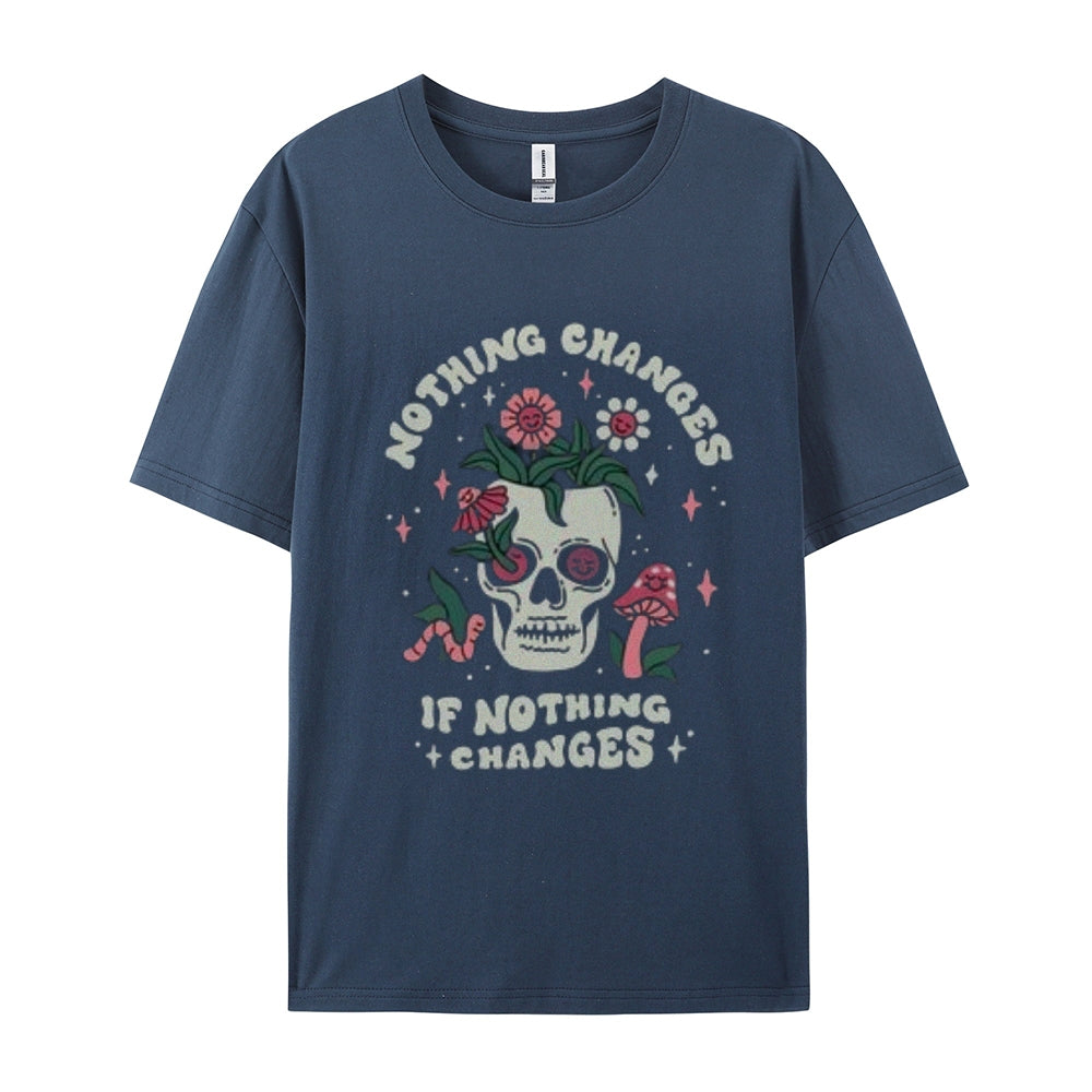 Mens Skull Flower Graphic Tee