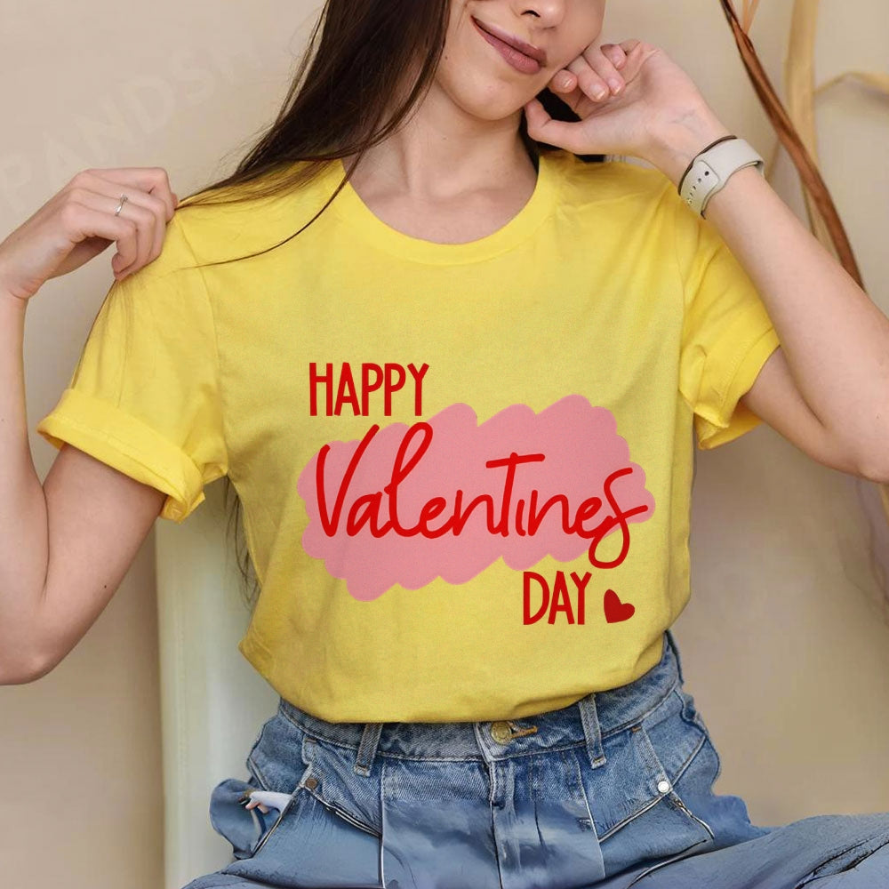 Women Happy Valentine's Day Print Graphic T-shirt