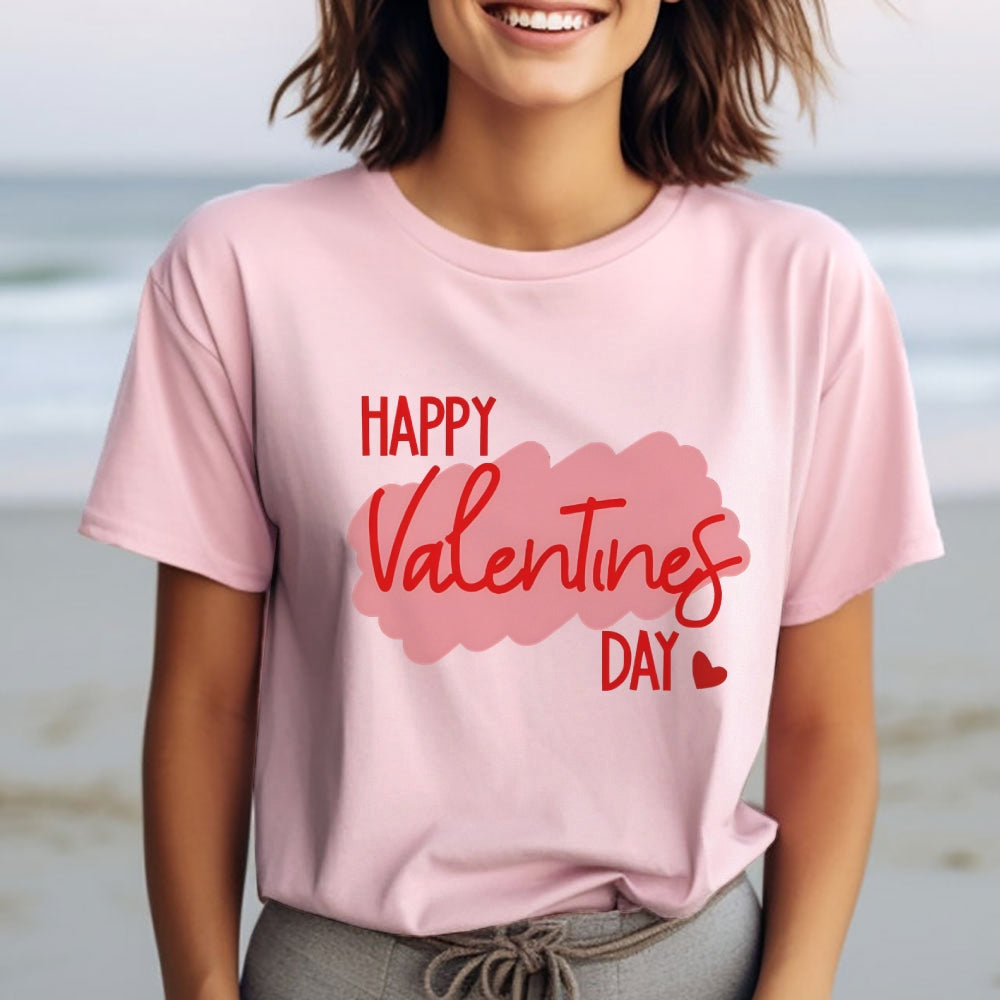 Women Happy Valentine's Day Print Graphic T-shirt