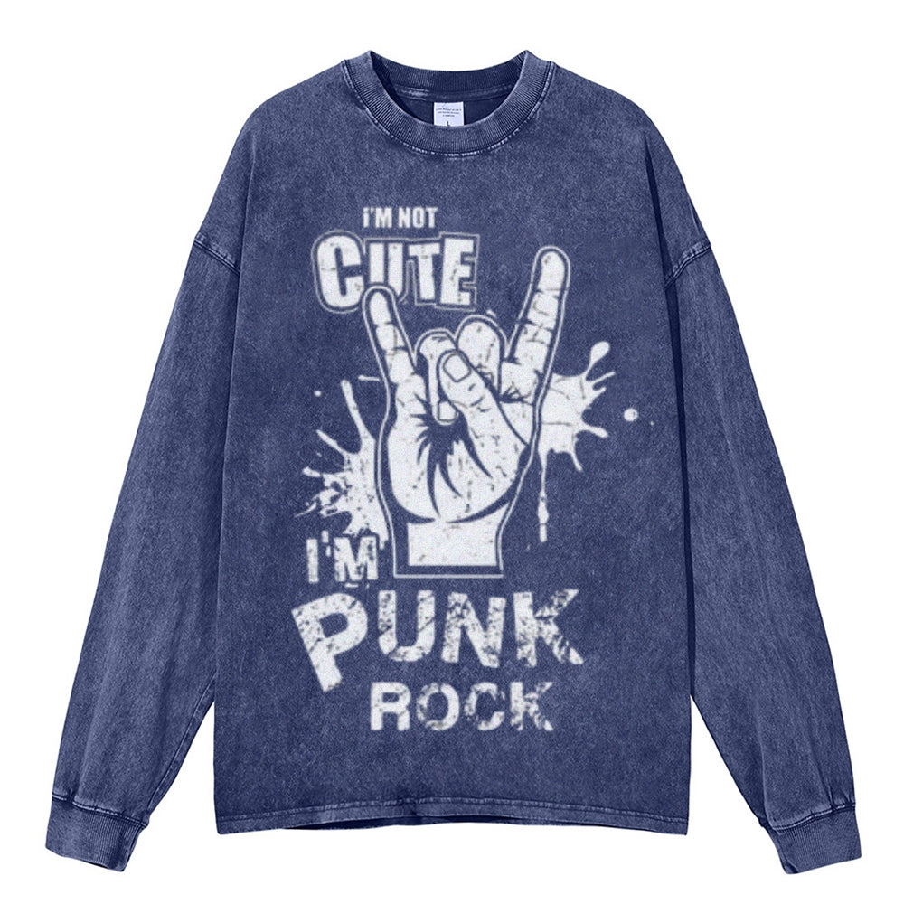 Oversized Vintage Washed I AM PUNK ROCK Graphic Sweatshirt