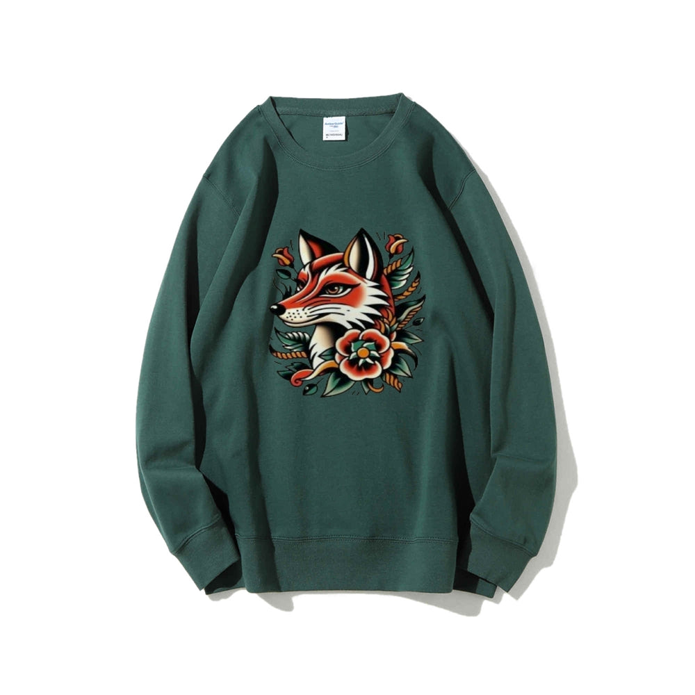 Women Fox and Flower Graphic Sweatshirts