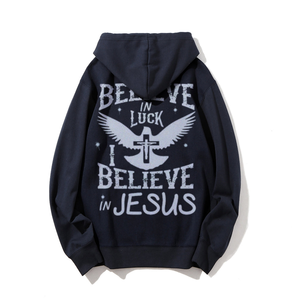 Mens I BELIEVE IN JESUS Letter Graphic Pullover Hoodies