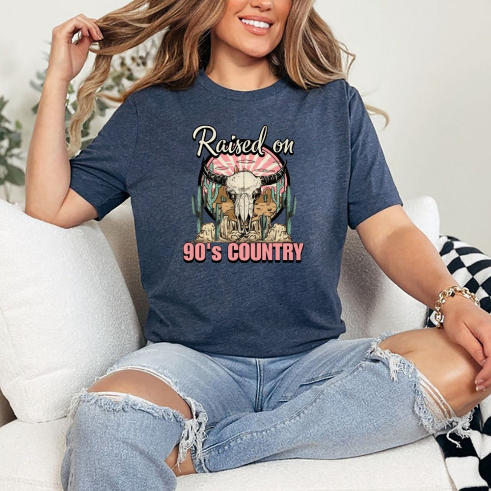 Women  Raised On 90's Country Print Graphic T-shirt