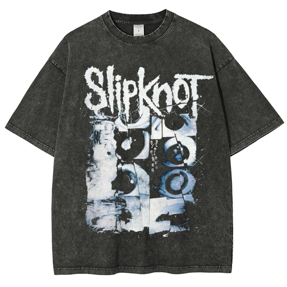 Unisex Vintage The Slipknot Rock Band Print Short Sleeve Casual Graphic Washed T-shirt