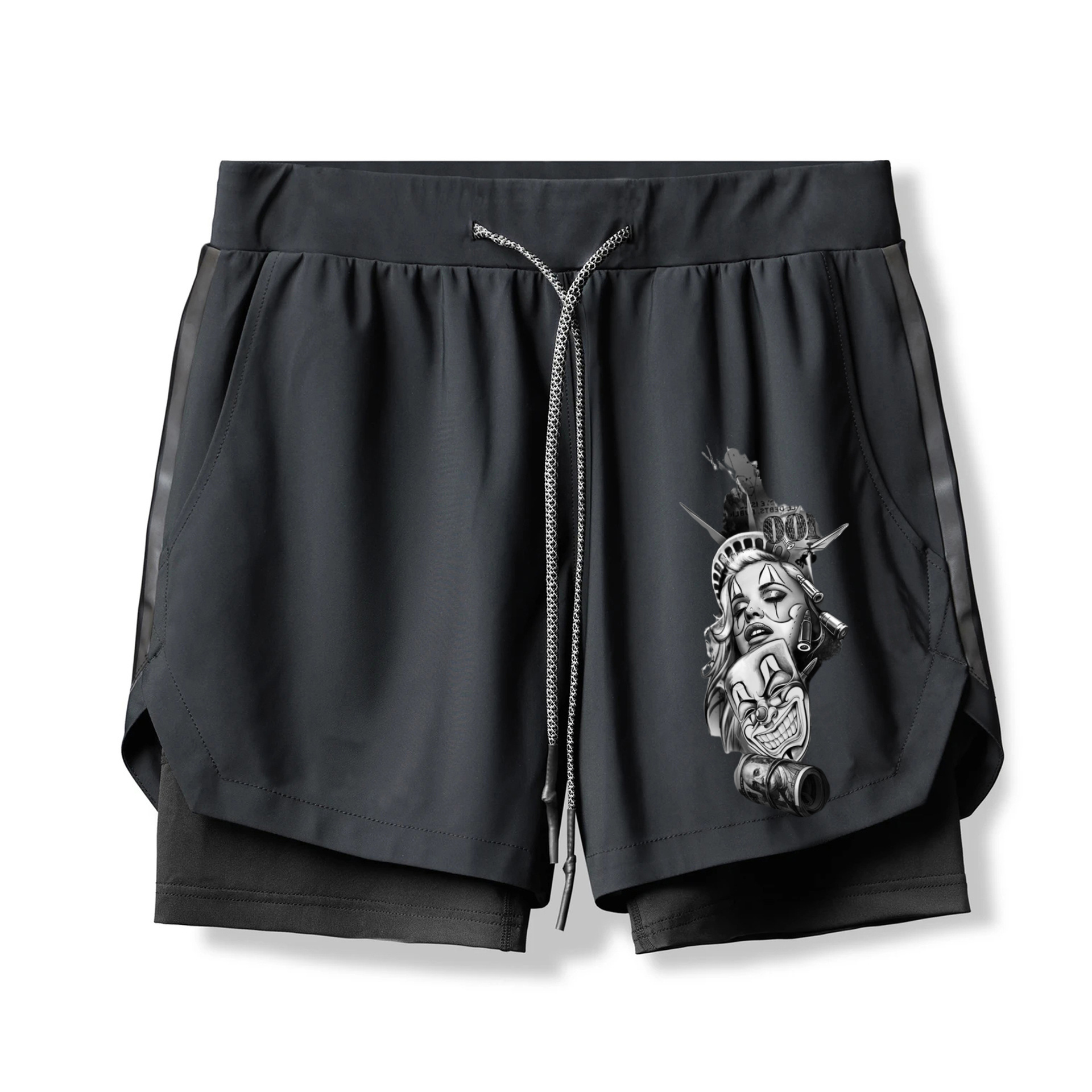 Chicano Skull 2 In 1 Gym Shorts for Men