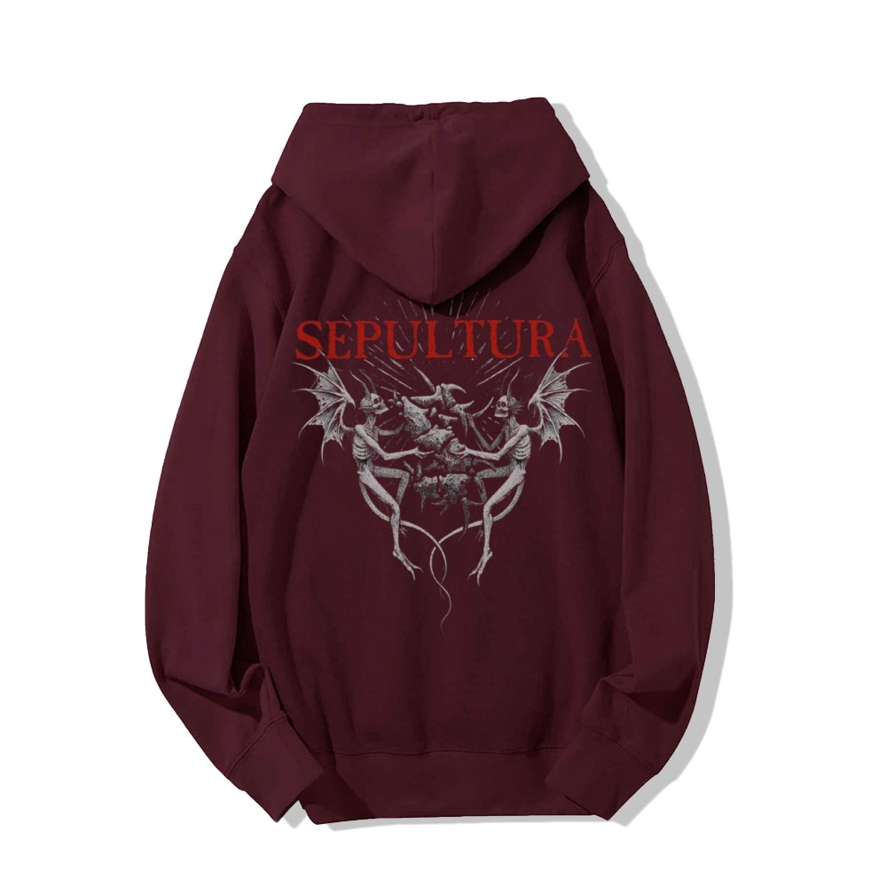 Mens Sepultura Skull Graphic Hoodies