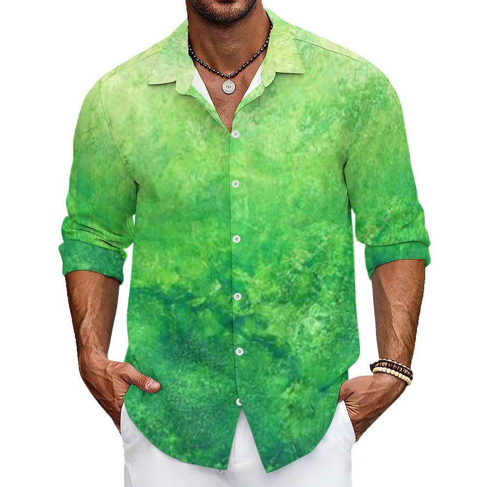 Mens Green Ombre Long Sleeve Shirt