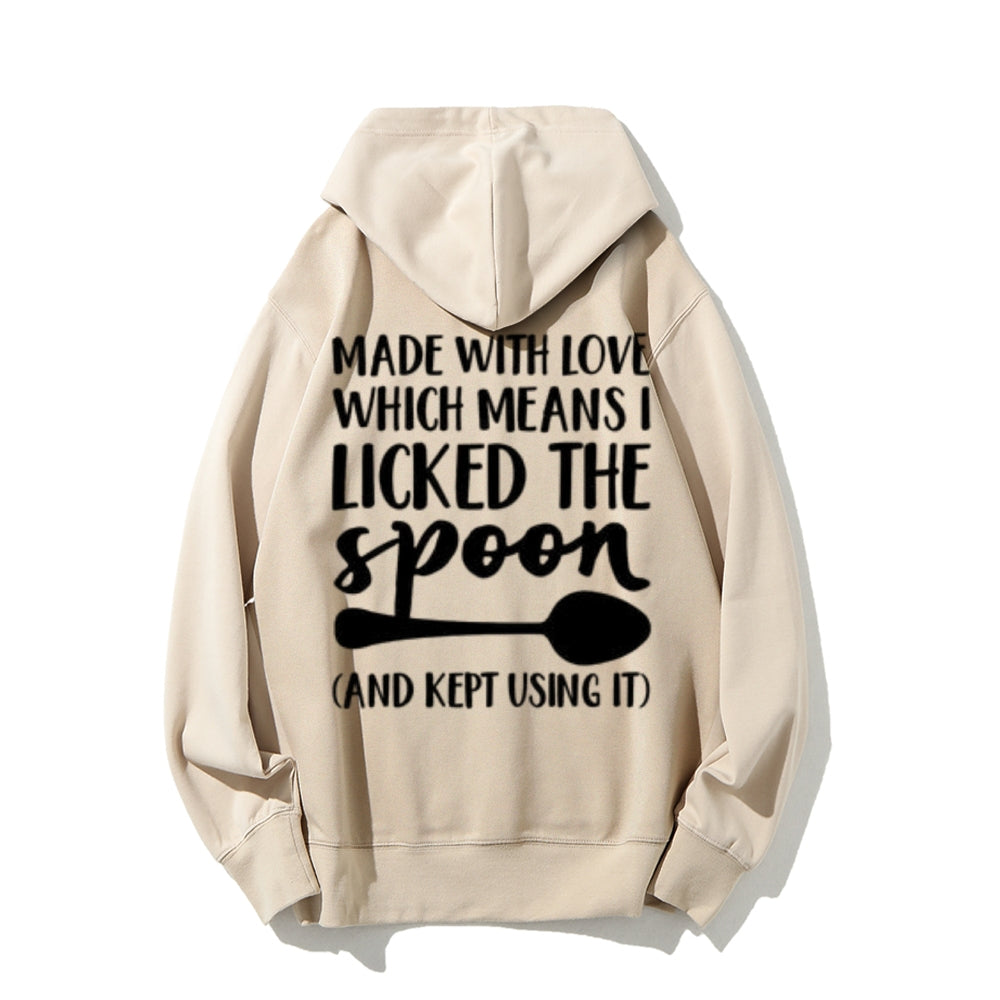 Made With Love Funny Letter Graphic Pullover With Kangaroo Pocket Hoodies