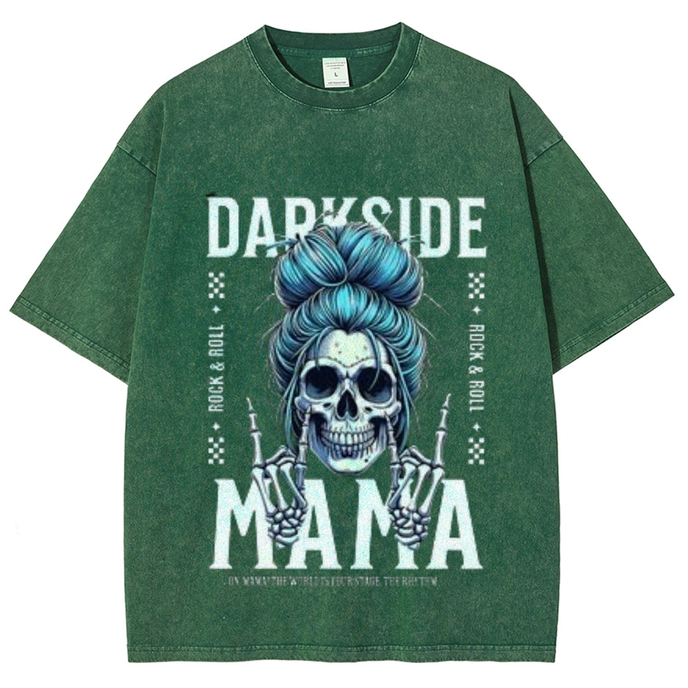 Women Washed Vintage Darkside MaMa Graphic T-shirt