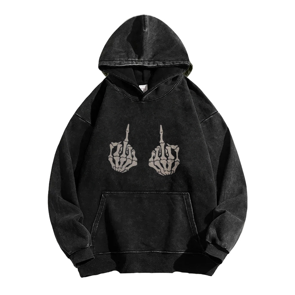 Mens Vintage Skull Finger Print Hoodies