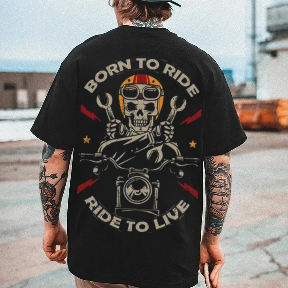 Mens RIDE TO LIVE Motorcycle Graphic Tee