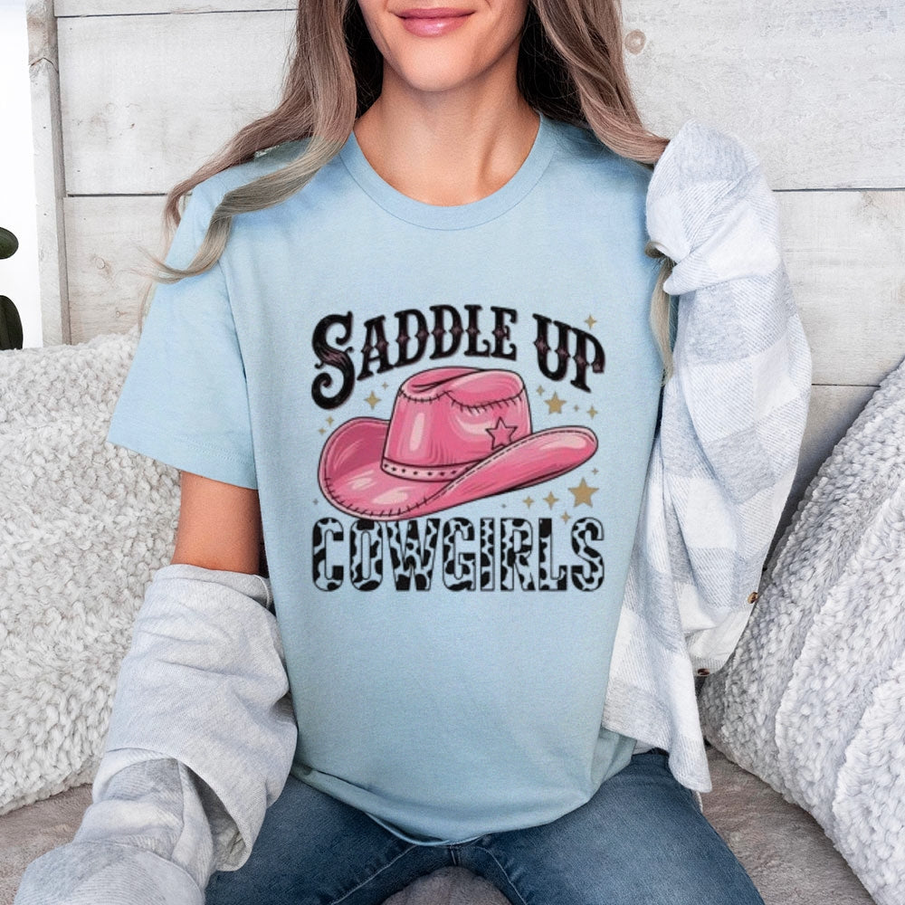 Women  Saddle Up Cowgirls Print Graphic T-shirt