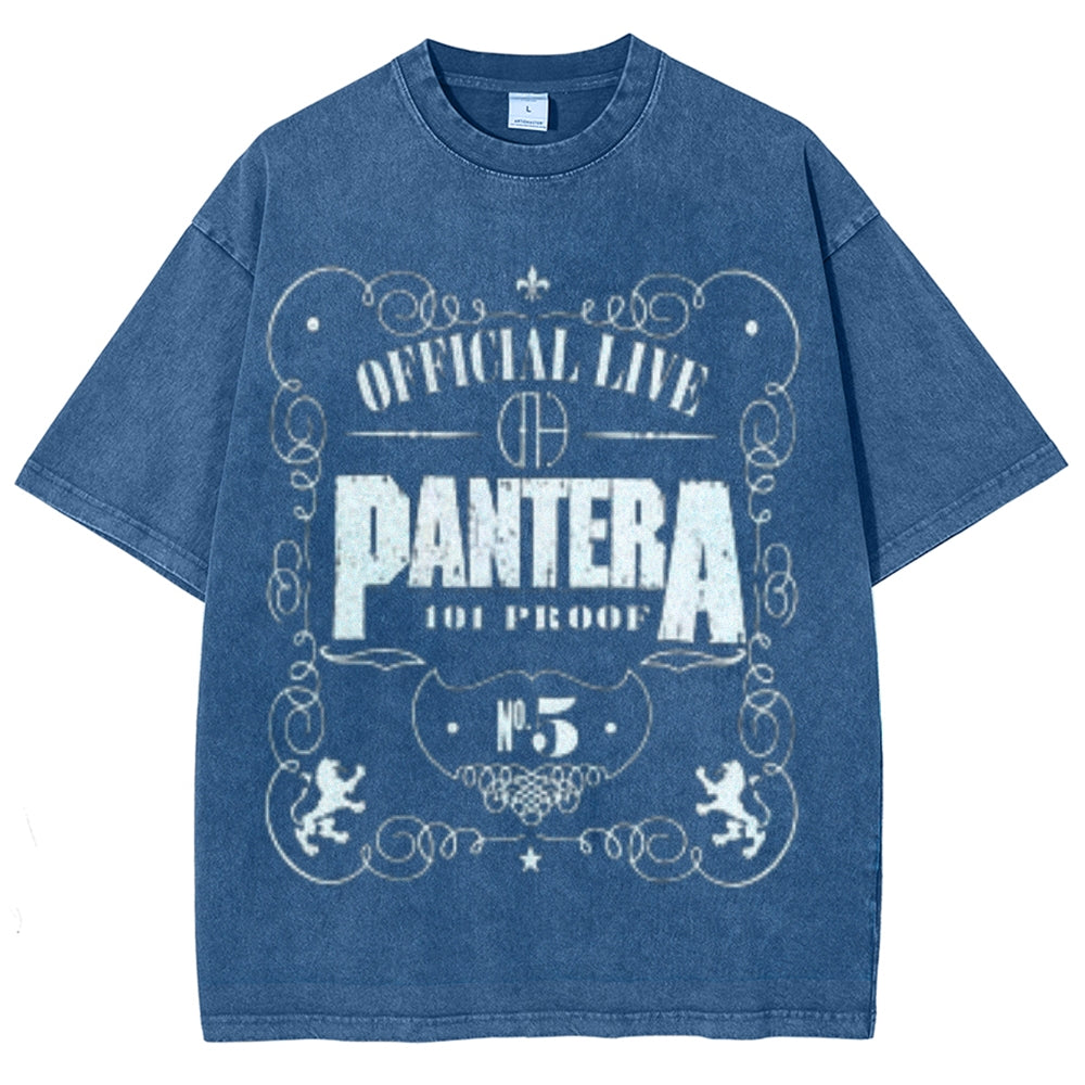 Unisex Vintage The Pantera Rock Band Print Short Sleeve Casual Graphic Washed T-shirt