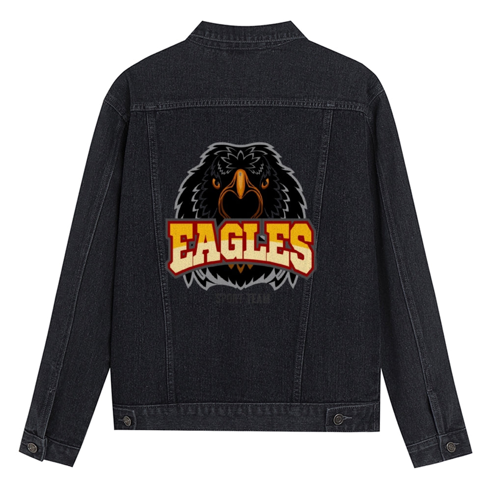 Mens Vintage Cartoon Prints EAGLES Denim Jacket