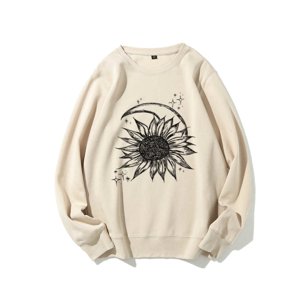 Women Sunflower Moon Graphic Sweatshirts