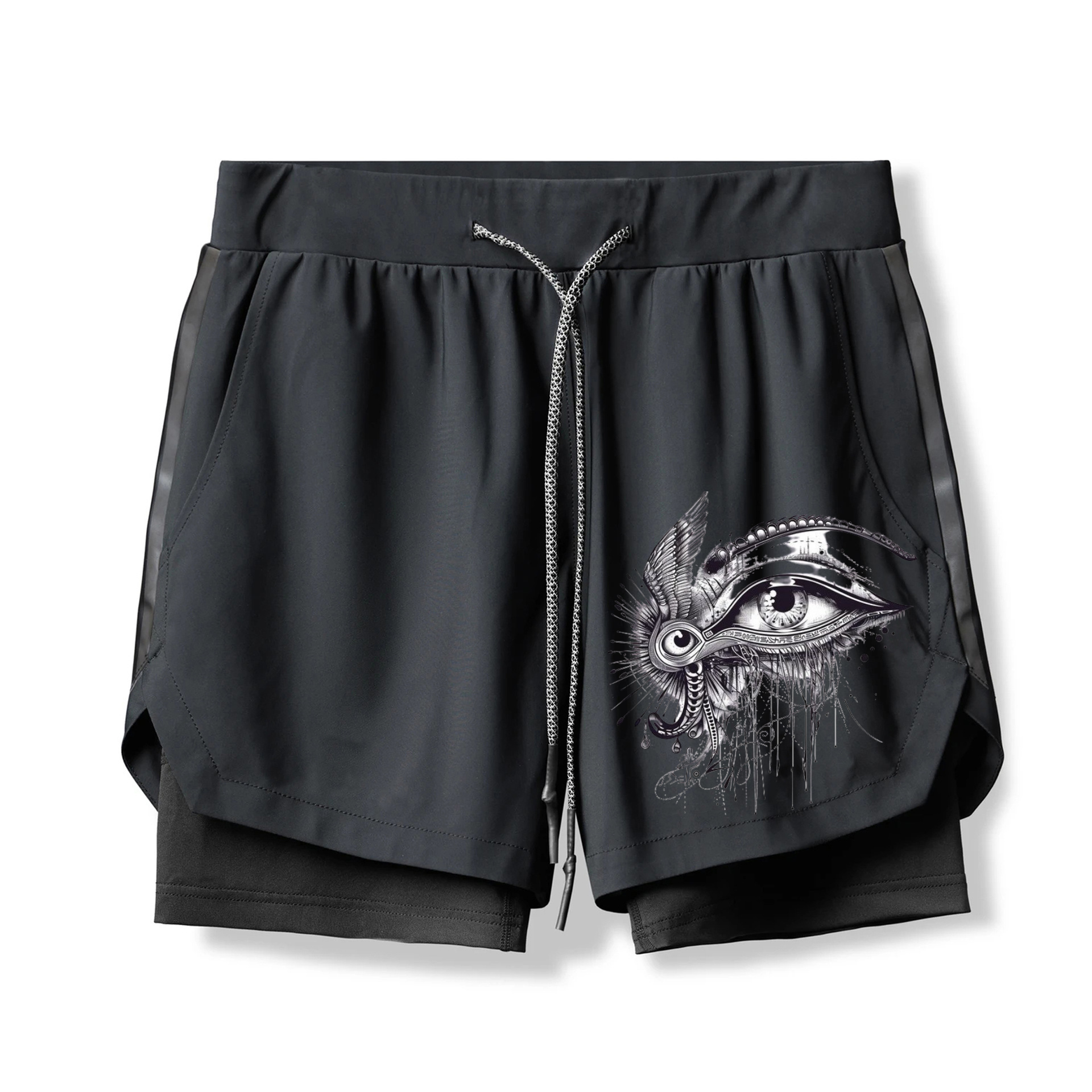 Evil Eye Print 2 In 1 Gym Shorts for Men