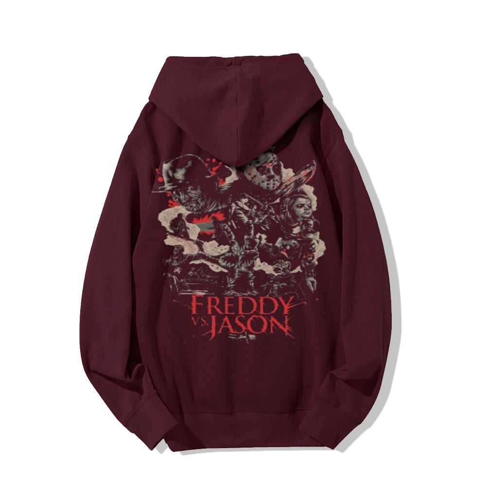 Mens intage Freddy Jason Darkness Style Print  Graphic Pullover With Kangaroo Pocket Hoodies