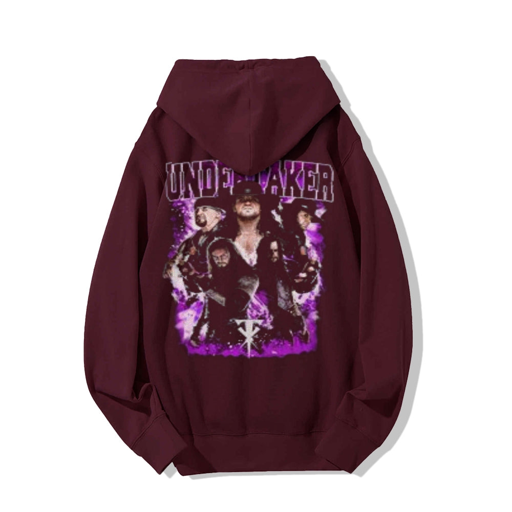 Mens Vintage Undertaker Darkness Style Print Graphic Pullover With Kangaroo Pocket Hoodies