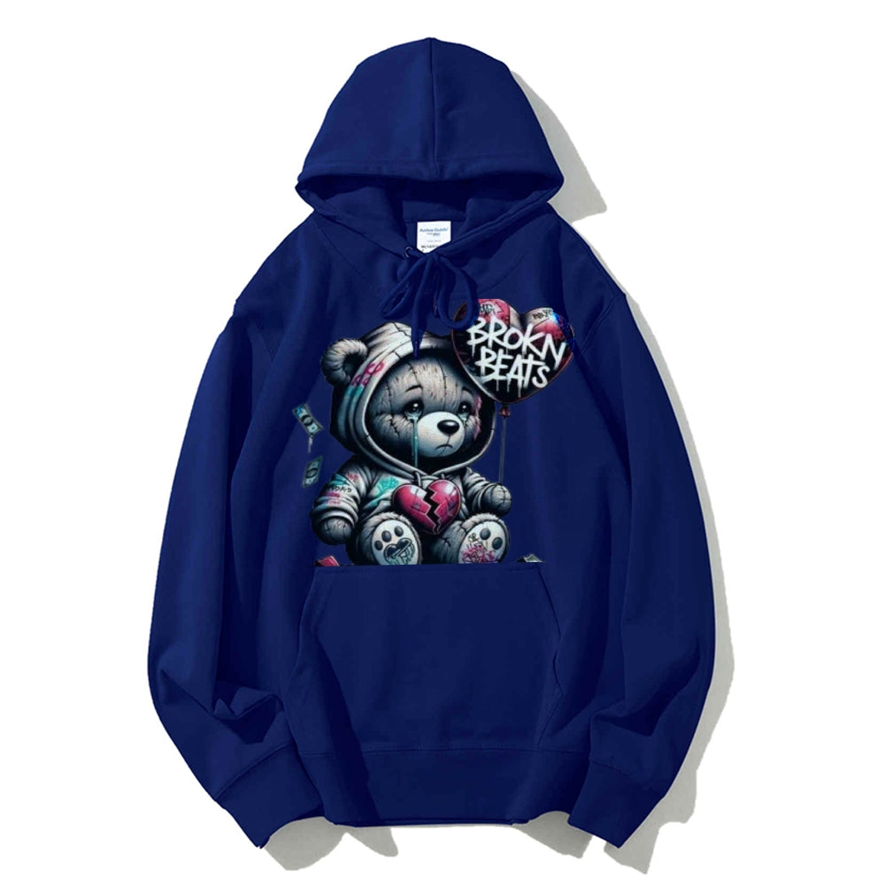 Women Cute Broken Bear Graphic Hoodies