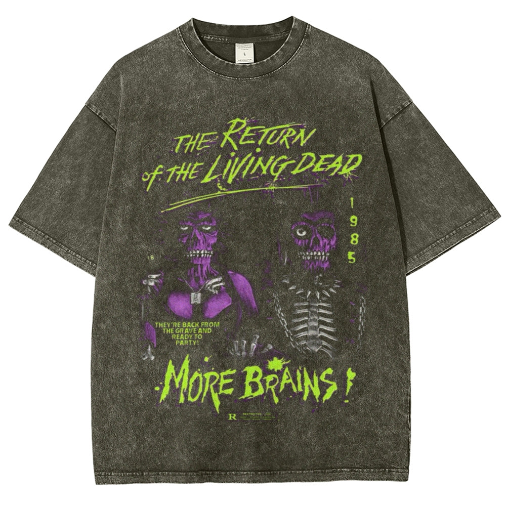 Unisex Vintage The Return of the Living Dead Graphic Short Sleeve Washed T-shirt