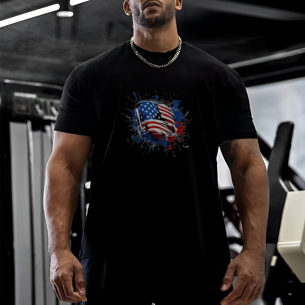 Mens Flag Independence Day Stars Stripes Graphic Tee