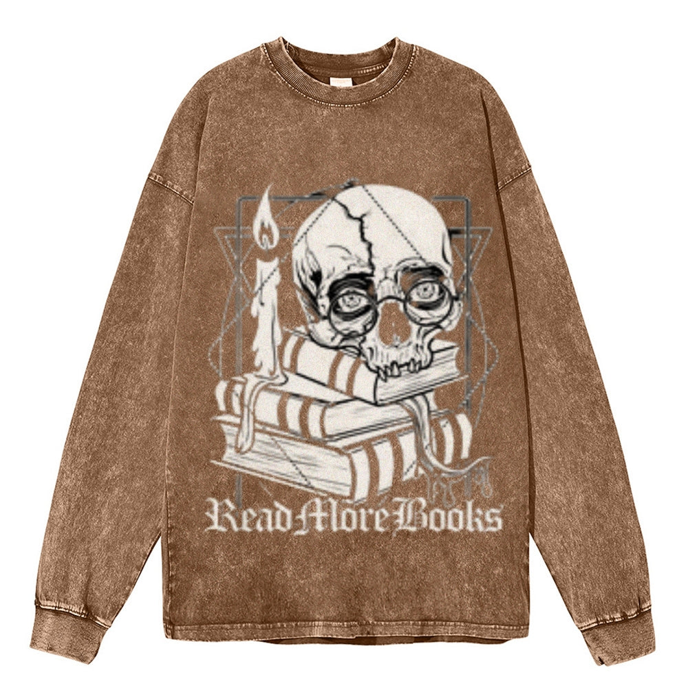 Oversized Vintage Washed Read More Books Graphic Sweatshirt