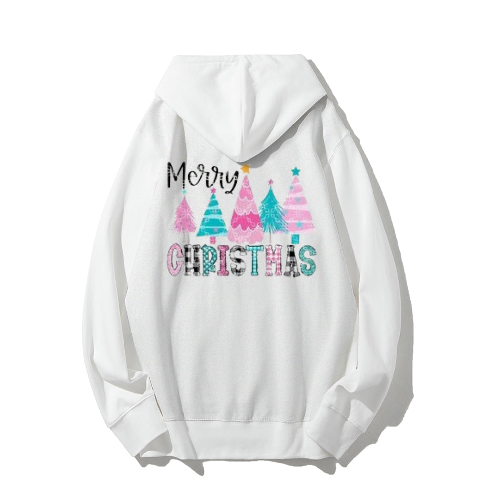 Merry Christmas Vibes Graphic Pullover With Kangaroo Pocket Hoodies